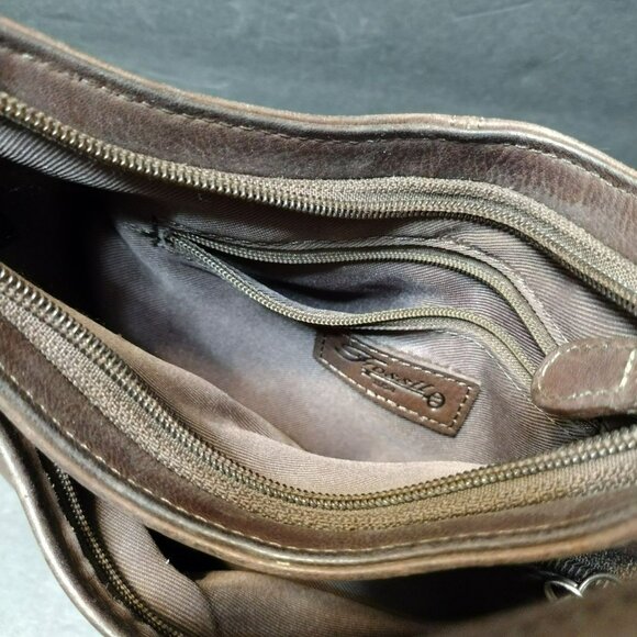 Fossil Leather Crossbody Bag With Key Charm Zippered Pockets, Small Brown Purse - Picture 6 of 9